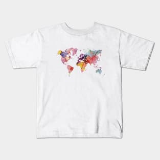 Watercolor world map, Africa centred Kids T-Shirt